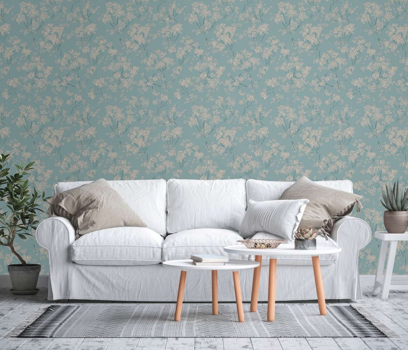 Flizelīna tapetes ar rotaļīgu ziedu rakstu - tirkīzā krāsā - 395485 AS Creation