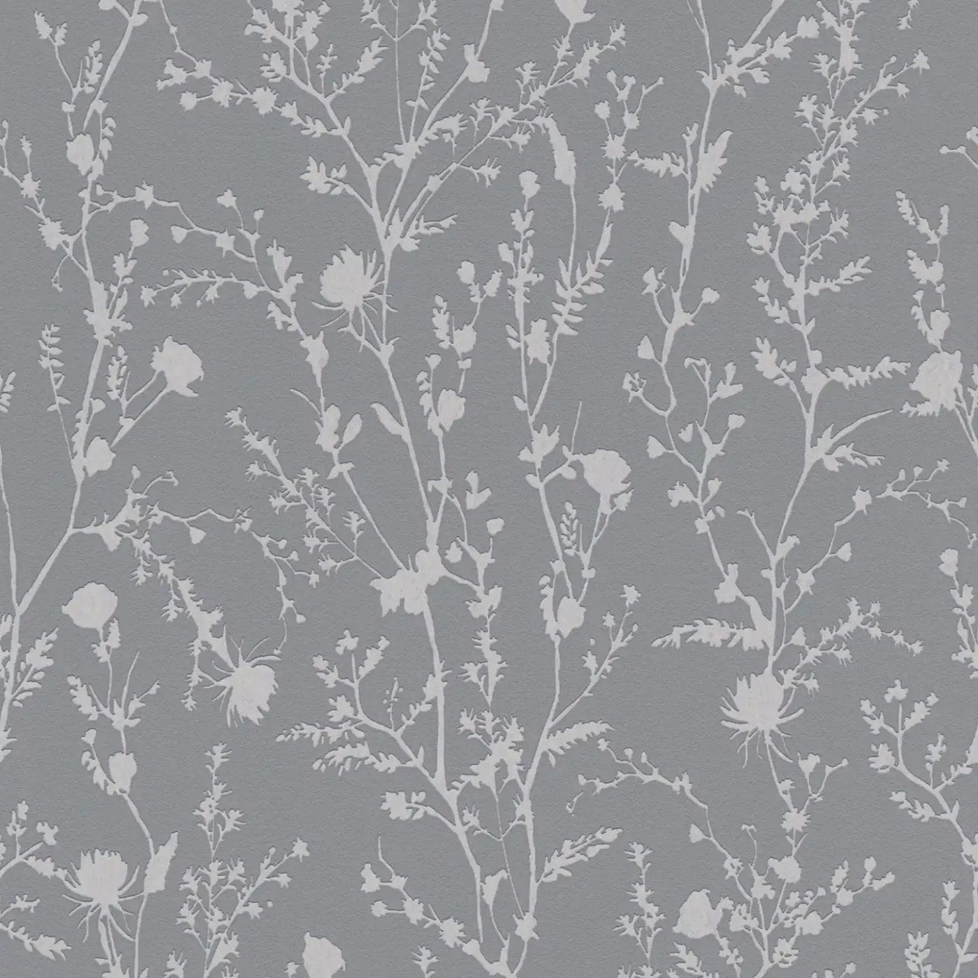 Flizelīna tapetes ar rotaļīgu ziedu rakstu - tumši pelēkā krāsā - 395463 AS Creation