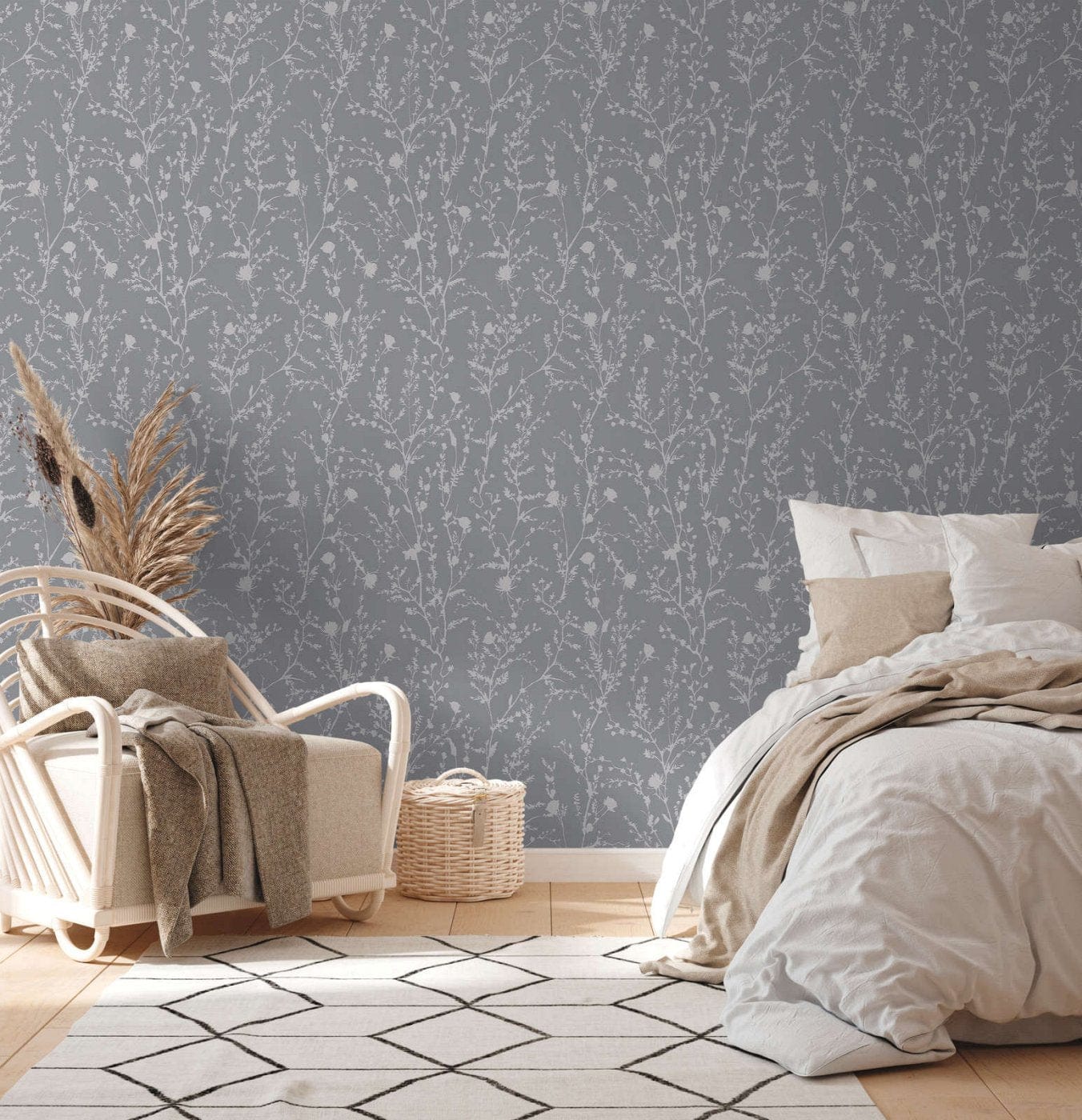 Flizelīna tapetes ar rotaļīgu ziedu rakstu - tumši pelēkā krāsā - 395463 AS Creation
