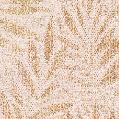 Flizelīna tapetes ar spīdīgu lapu rakstu rozā un zeltā toņos, 1374043 AS Creation