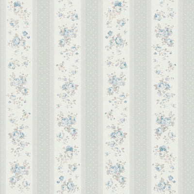 Flizelino tapetai su juostelėmis, gėlėmis ir taškeliais: pilka, mėlyna - 1373045 AS Creation