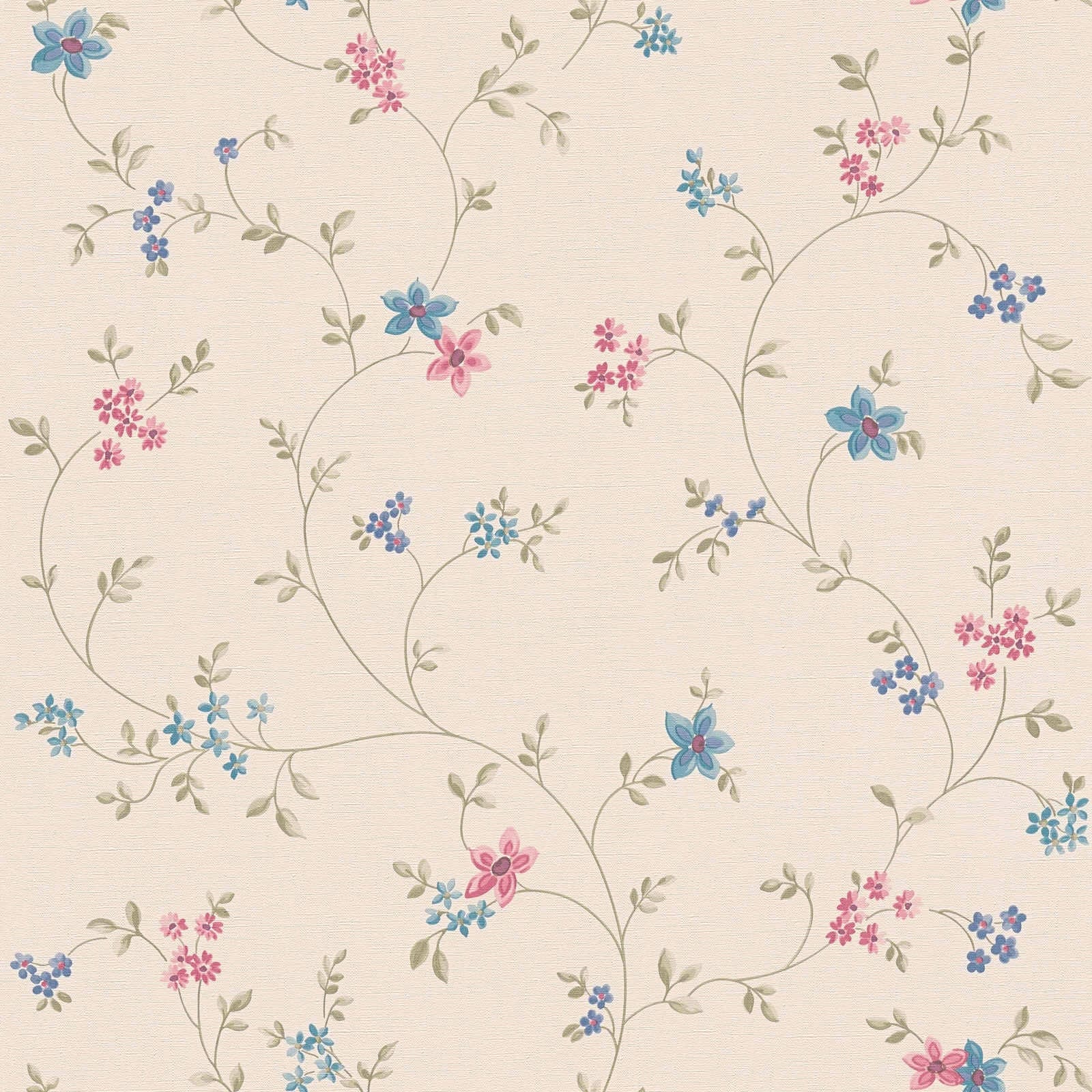 Flizelīna tapetes ar ziedu rakstu - krēma, zaļ, rozā krāsā, AS 390711 AS Creation