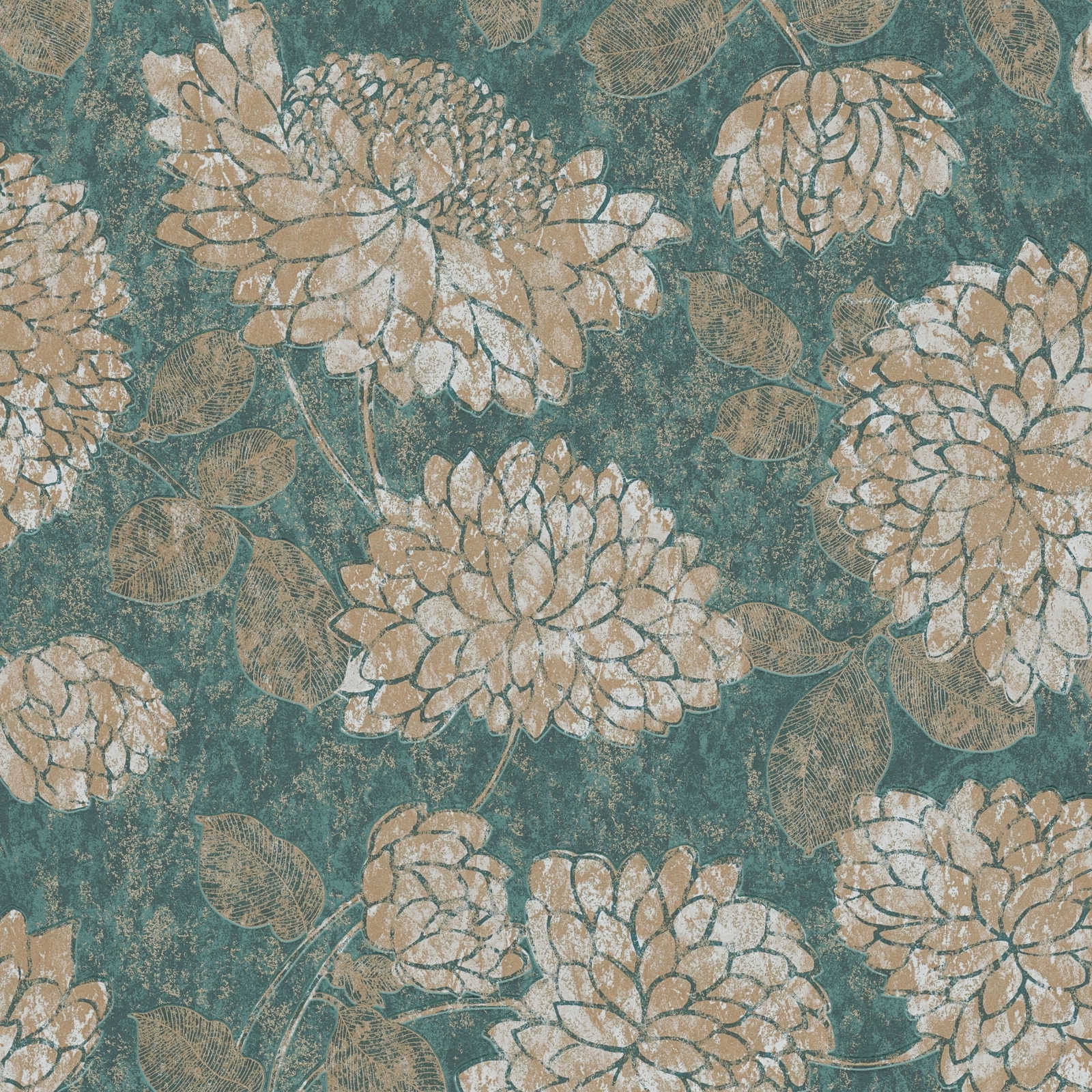 Flizelīna tapetes ar ziedu rakstu un spīduma efektu - zaļā, 390254 AS Creation