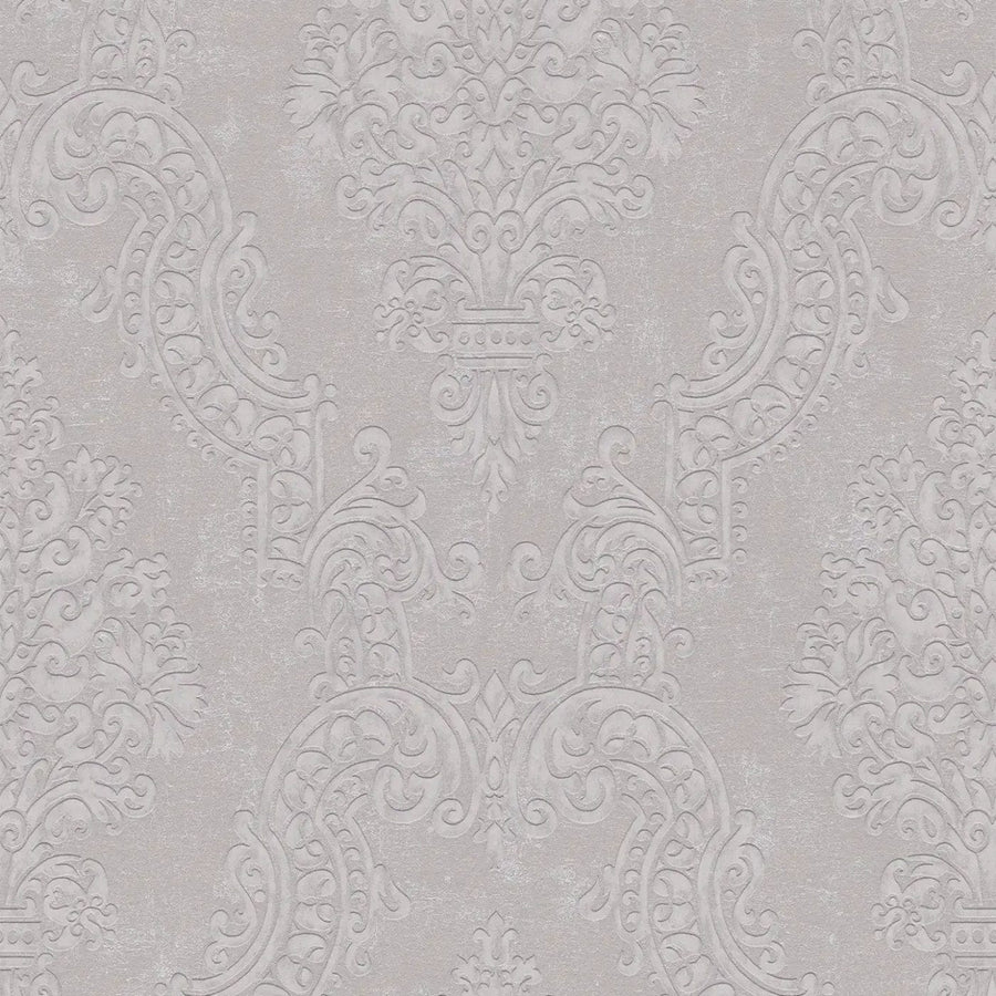 Flizelīna tapetes baroka stilā taupe/pelēkā krāsā ar mirdzuma efektu – Mūsdienīga elegance | 1410530 AS Creation