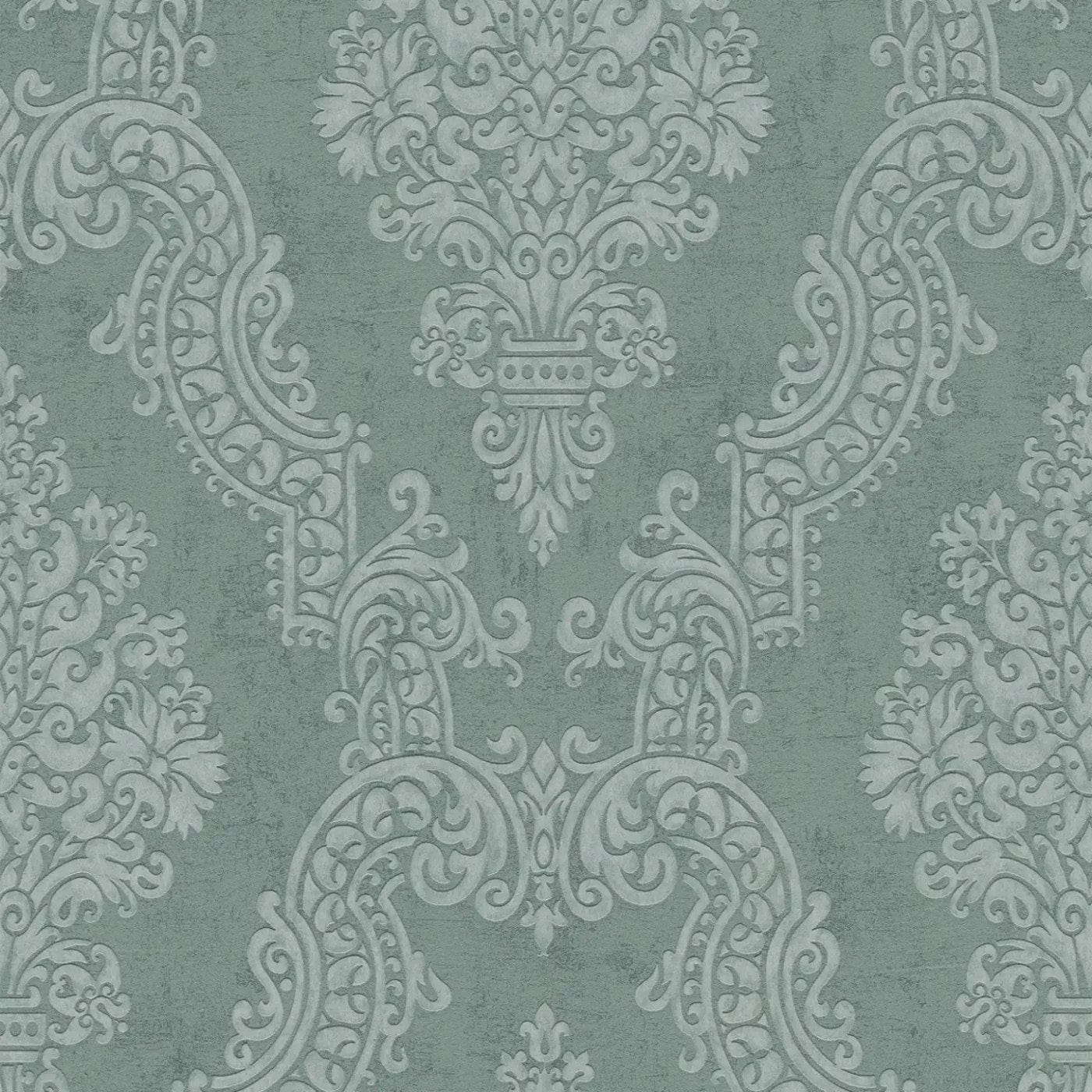 Flizelīna tapetes baroka stilā tumši zaļā krāsā ar mirdzuma efektu – Luksusa sienu dizains | 1410523 AS Creation