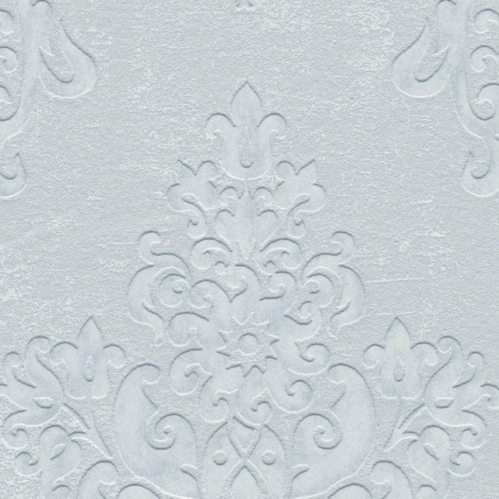 Flizelīna tapetes baroka stilā zaļgani pelēkā krāsā ar mirdzuma efektu – Klasiska elegance | 1410525 AS Creation
