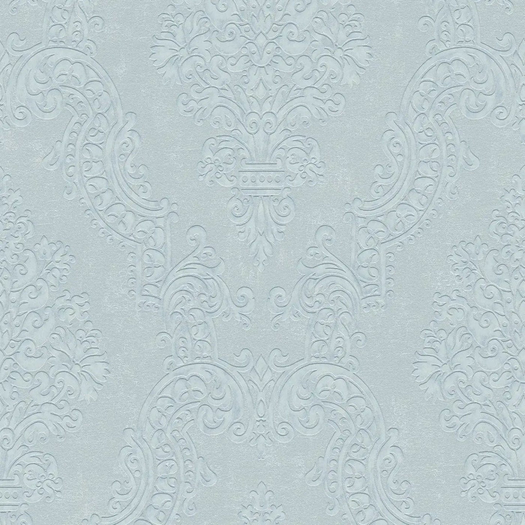 Flizelīna tapetes baroka stilā zaļgani pelēkā krāsā ar mirdzuma efektu – Klasiska elegance | 1410525 AS Creation