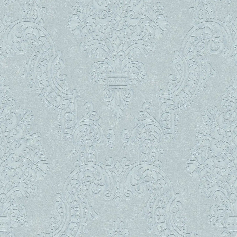 Flizelīna tapetes baroka stilā zaļgani pelēkā krāsā ar mirdzuma efektu – Klasiska elegance | 1410525 AS Creation