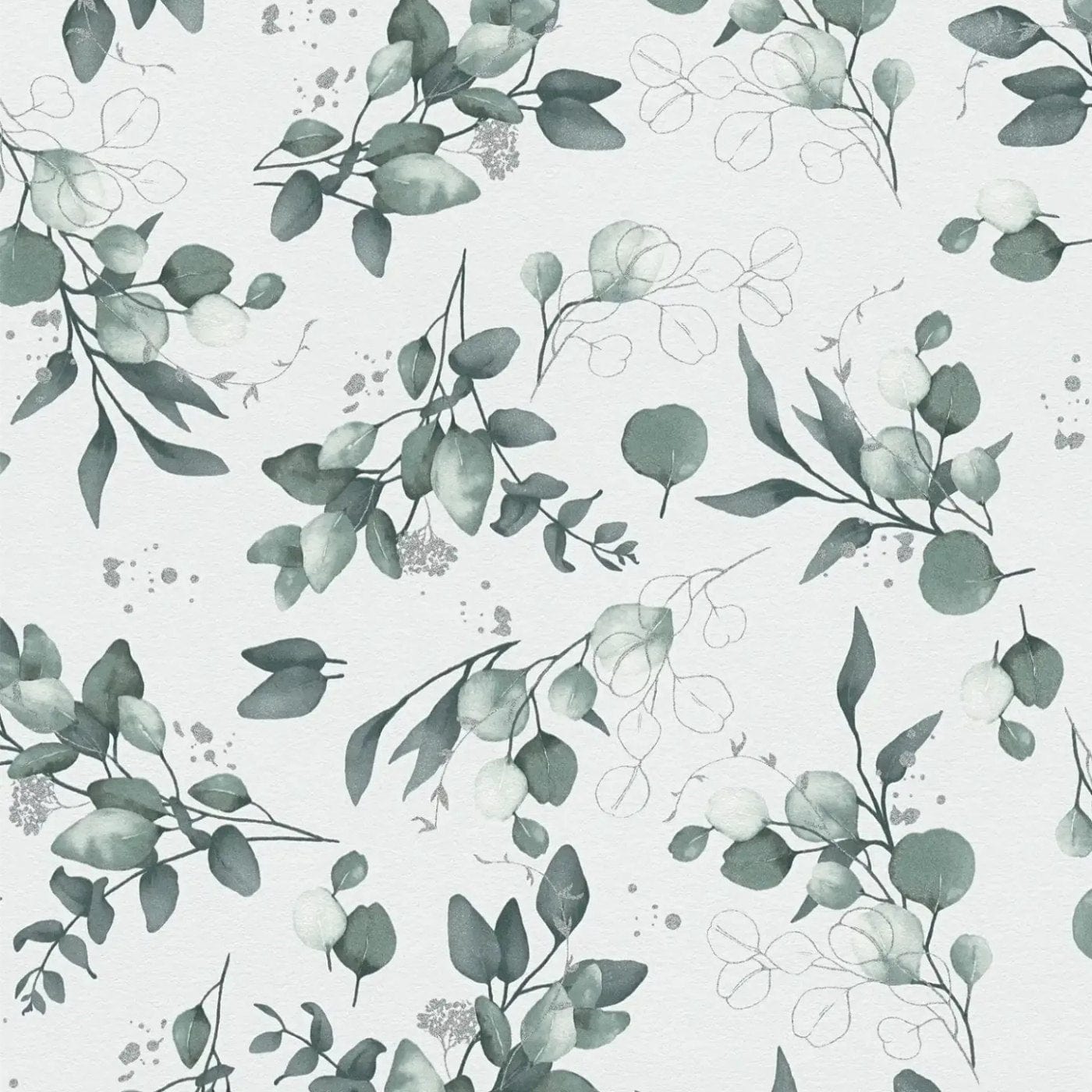 Flizelīna tapetes baltā/zaļā ar ziedu motīvu – Svaigs un elegants sienu akcents | 1410562 AS Creation