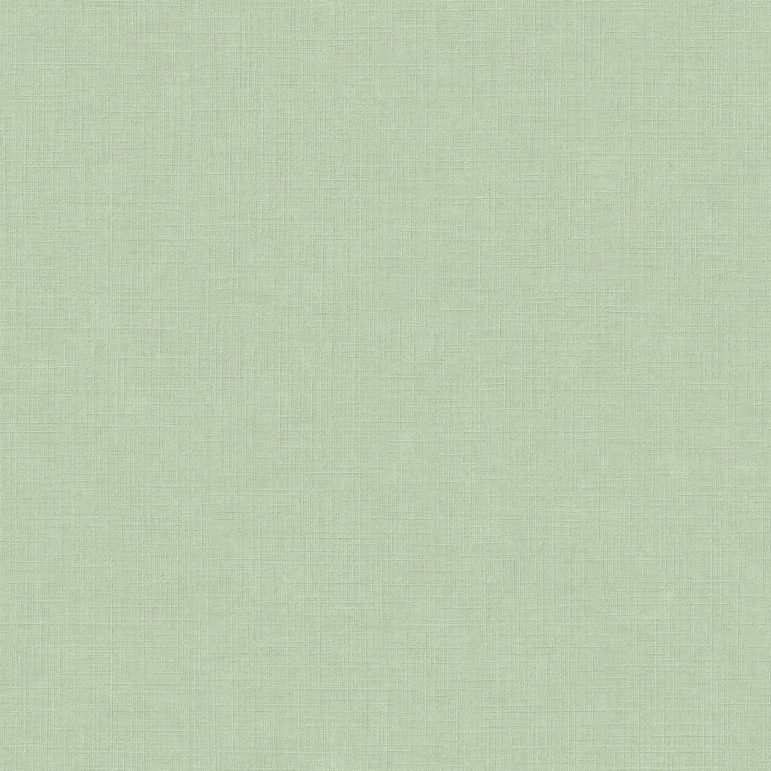 Non-woven wallpaper Grandeco, soft green linen fabric imitation in a semi-matte finish, A71008