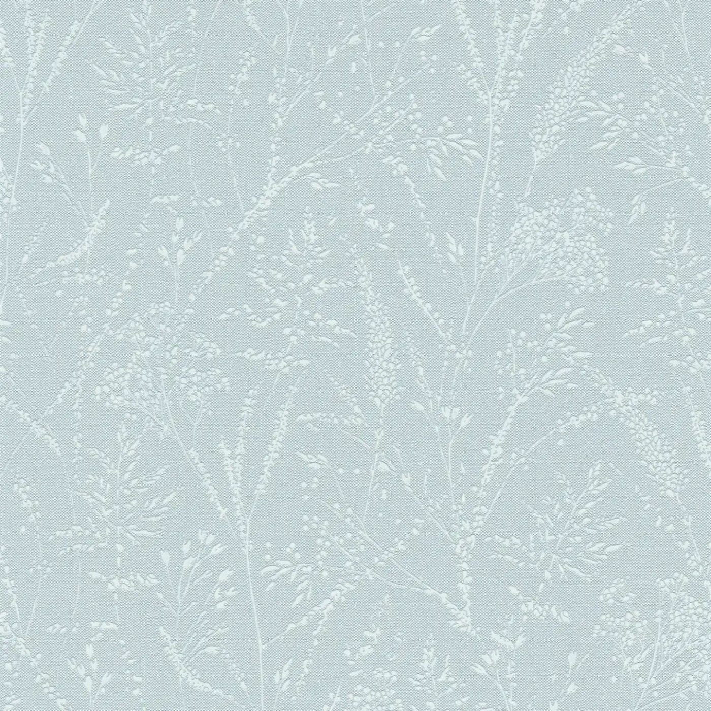 Flizelīna tapetes ar smalkiem zariņiem un lapām gaiši zilā krāsā – Gaisīgs un elegants dizains | 1410540 AS Creation