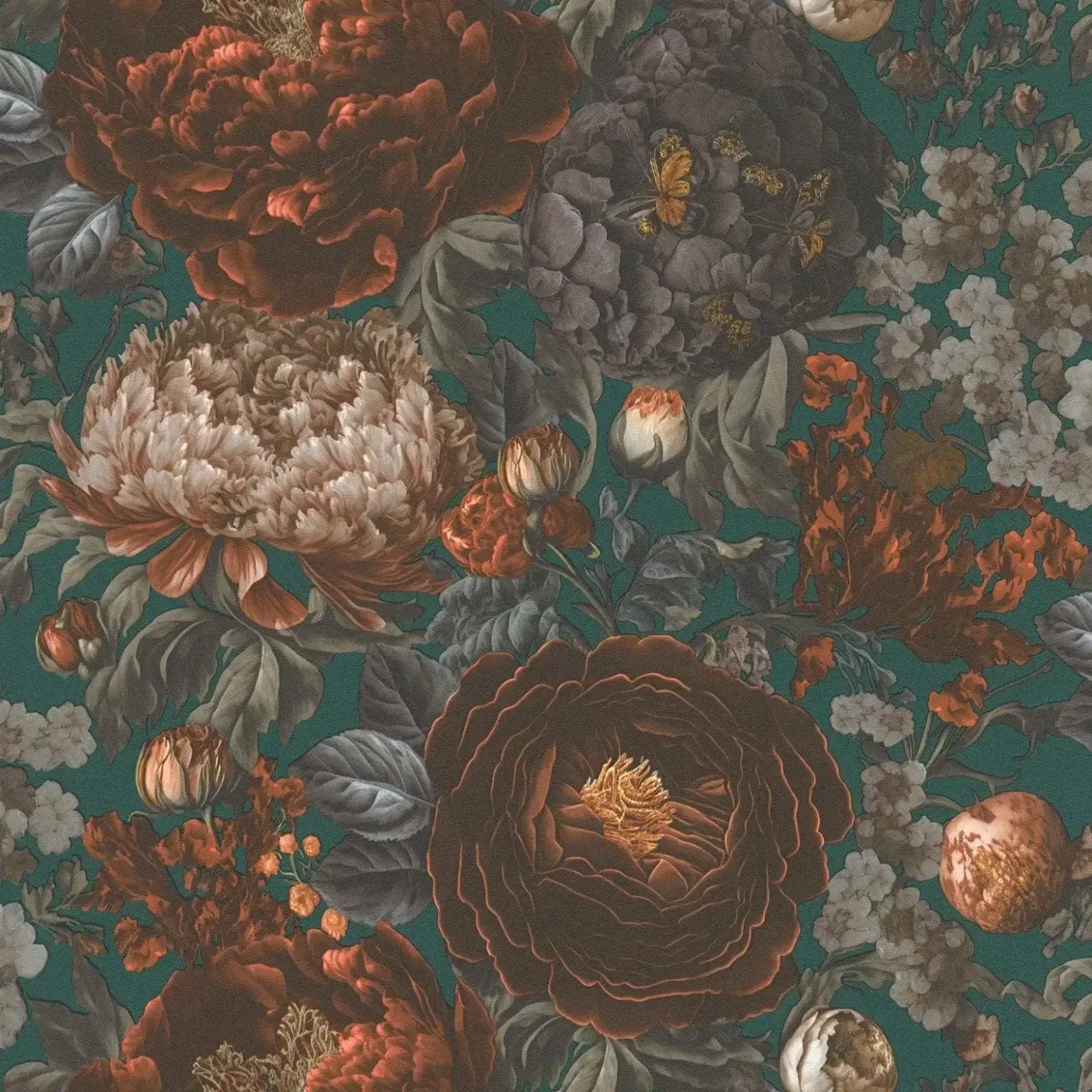 Flizelīna tapetes - vintāžas ziedu krāšņums zilā/sarkanā, 1414661 AS Creation