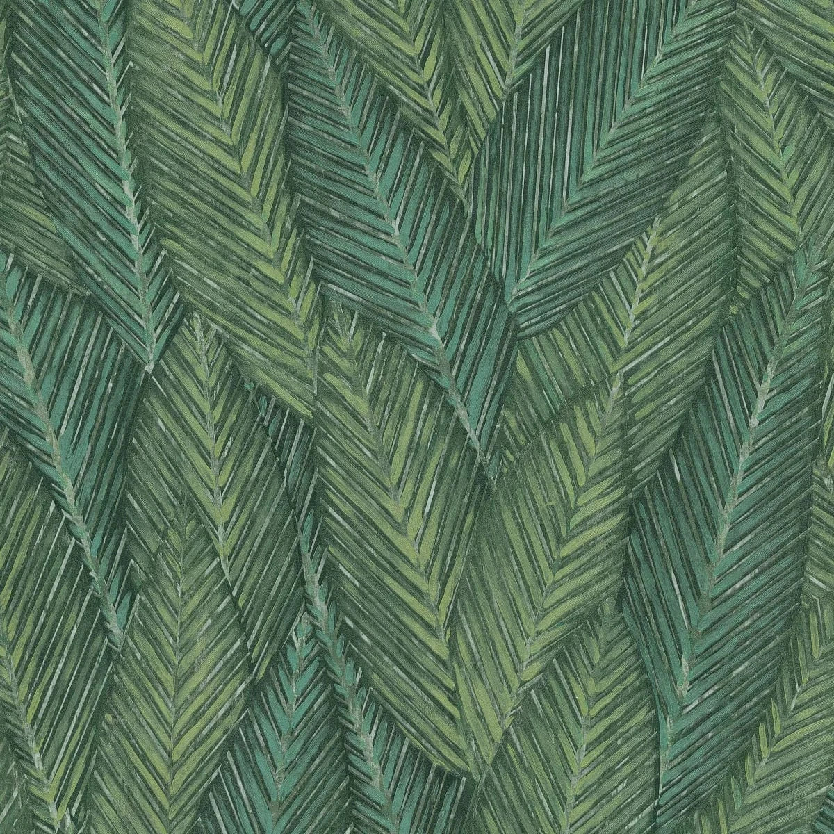 Flizelīna tapetes ar zīmētām tropiskām lapām zaļā krāsā – svaigs un dabīgs interjers Erismann