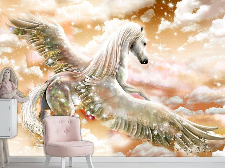 Fototapetes ar pegasu oranžā krāsā 107256 G-ART