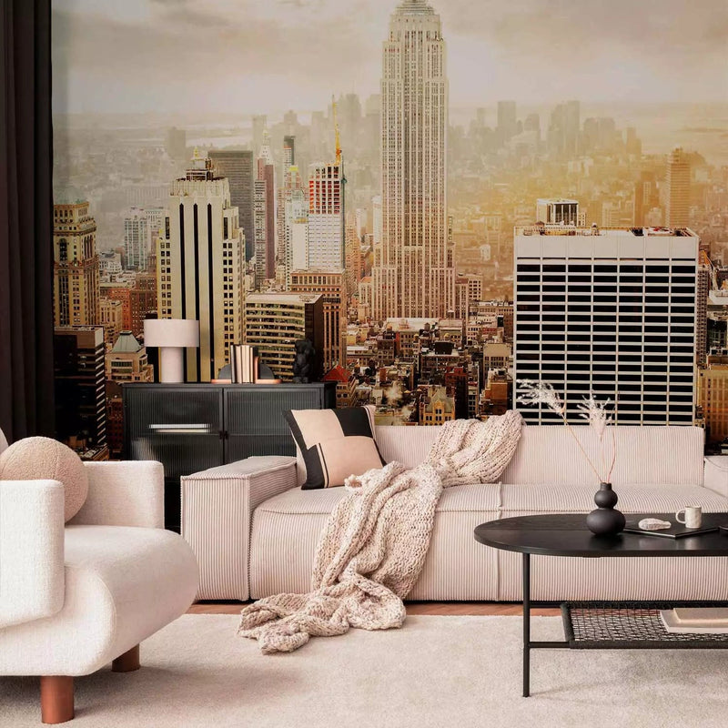 Wall Murals - New York in warm colors - landscape with skyscrapers, 61576 g -art