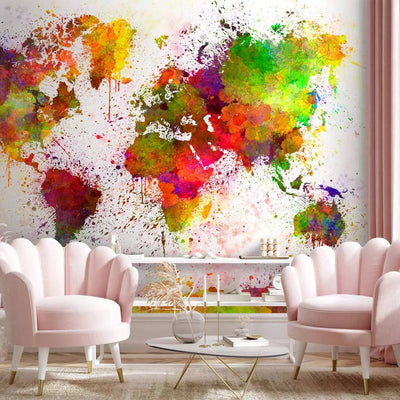 Wall Murals - colorful watercolor world map, 64431 - buy G-ART