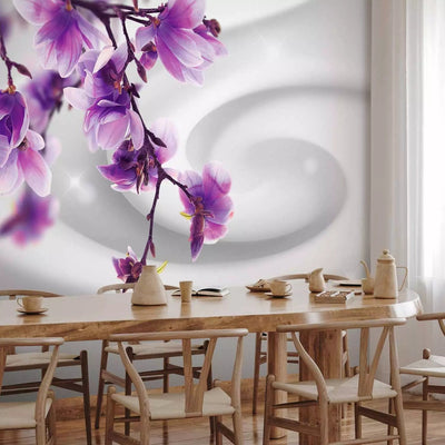 Wall Murals - purple magnolia on background with swirl and shimmer effect G-ART