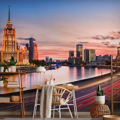 Wall Murals - Moscow, Russia - Night panorama with colorful lights G -art