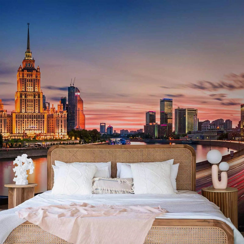 Wall Murals - Moscow, Russia - Night panorama with colorful lights G -art