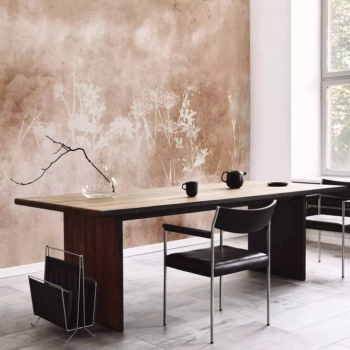 Fototapetes - abstrakcija ar baltiem ziediem uz betona fona - 143755 G-ART