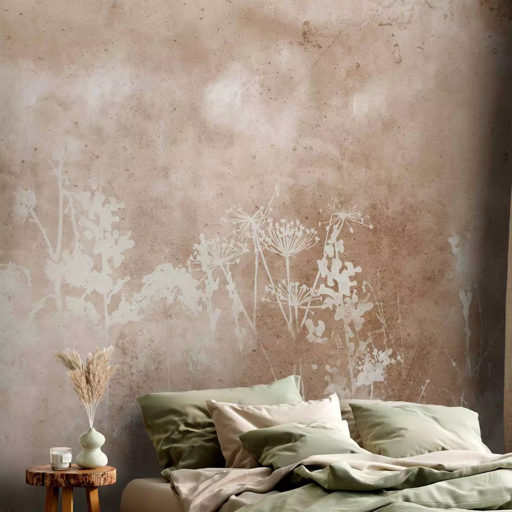 Fototapetes - abstrakcija ar baltiem ziediem uz betona fona - 143755 G-ART