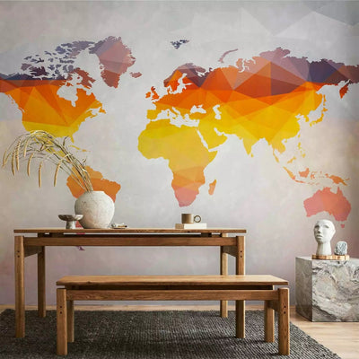 Wall Murals - Abstract world map in colourful geometric patterns G-ART