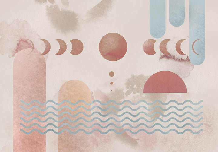 Wallpaper - Abstract moon garden in boho style, 146016, beige Tapetenshop.lv