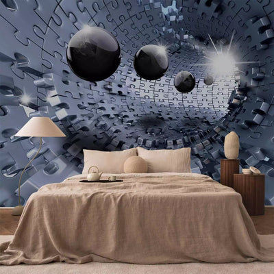 Wall Murals 3D- Abstract jigsaw puzzle, blue, 63824G-ART