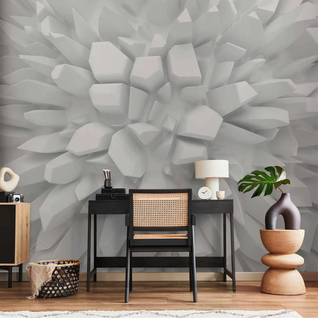 Fototapetes - Abstrakts ziedu motīvs gaišos pelēkos toņos | 160898 G-ART