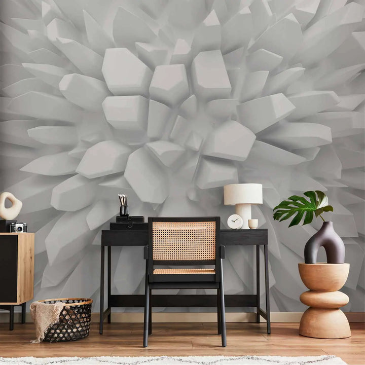 Fototapetes - Abstrakts ziedu motīvs gaišos pelēkos toņos | 160898 G-ART