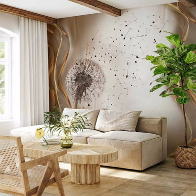 Wall Murals - Dandelion motif on the background with waves and ornaments, 96836g-art