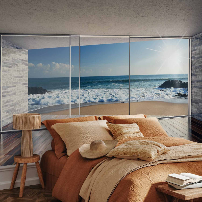 Wall Murals - landscape with view from the window to the blue sky and the sea, 64121 G-ART