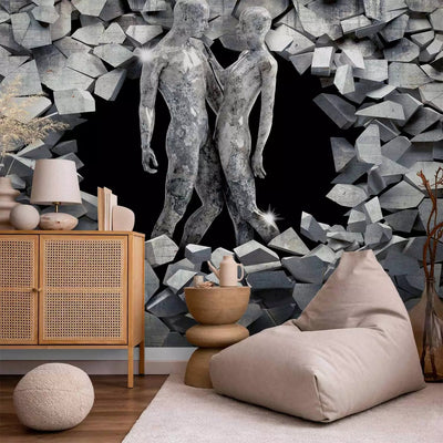 Wall Murals with love in gray tones - Stone people, 62298G-ART