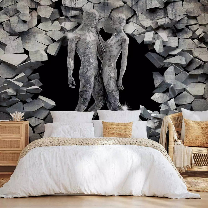 Wall Murals with love in gray tones - Stone people, 62298G-ART