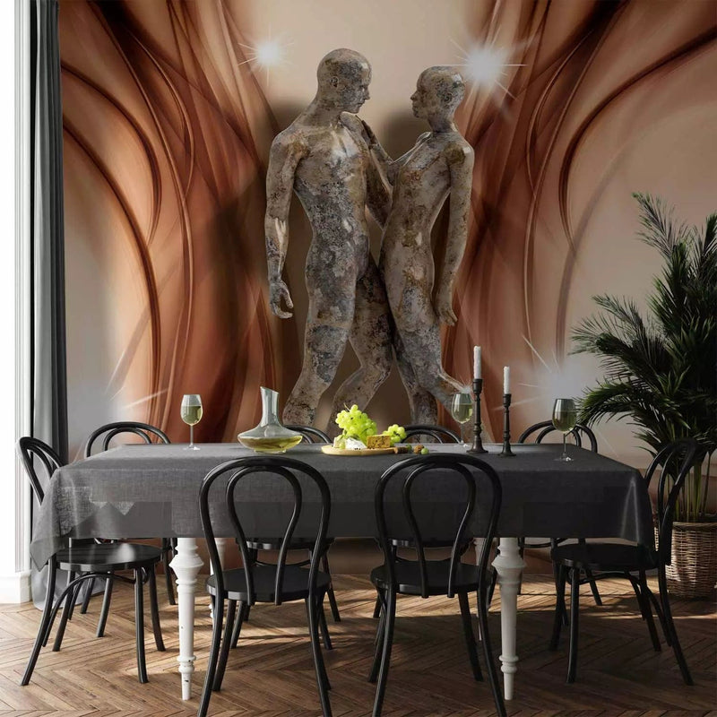 Fototapetes - Skulptūra ar divām figūrām uz smalka fona ar mirdzumu G-ART