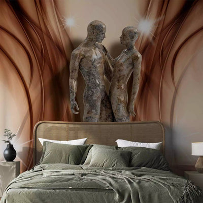 Wall Murals - Sculpture with two figures on a delicate background with glitter G-ART