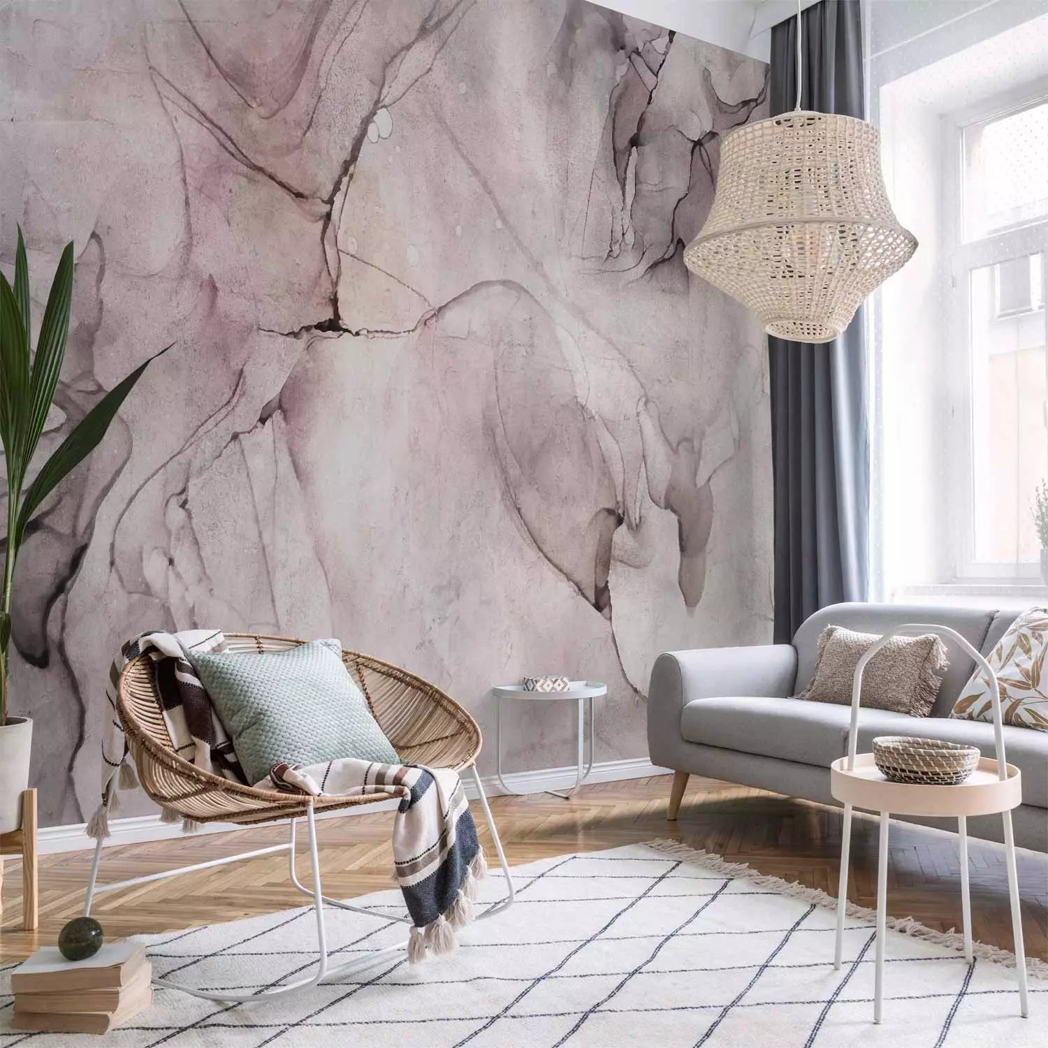 Fototapetes - Akvareļu abstrakts fons ar marmora tekstūru, rozā G-ART