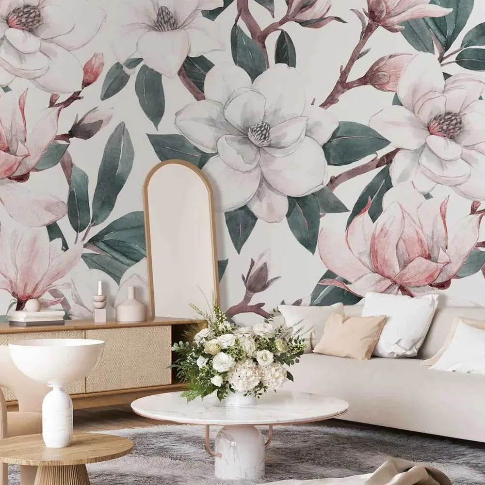 Fototapetes - Akvareļu magnolijas, 137262, 450x315 cm | Tapetenshop G-ART
