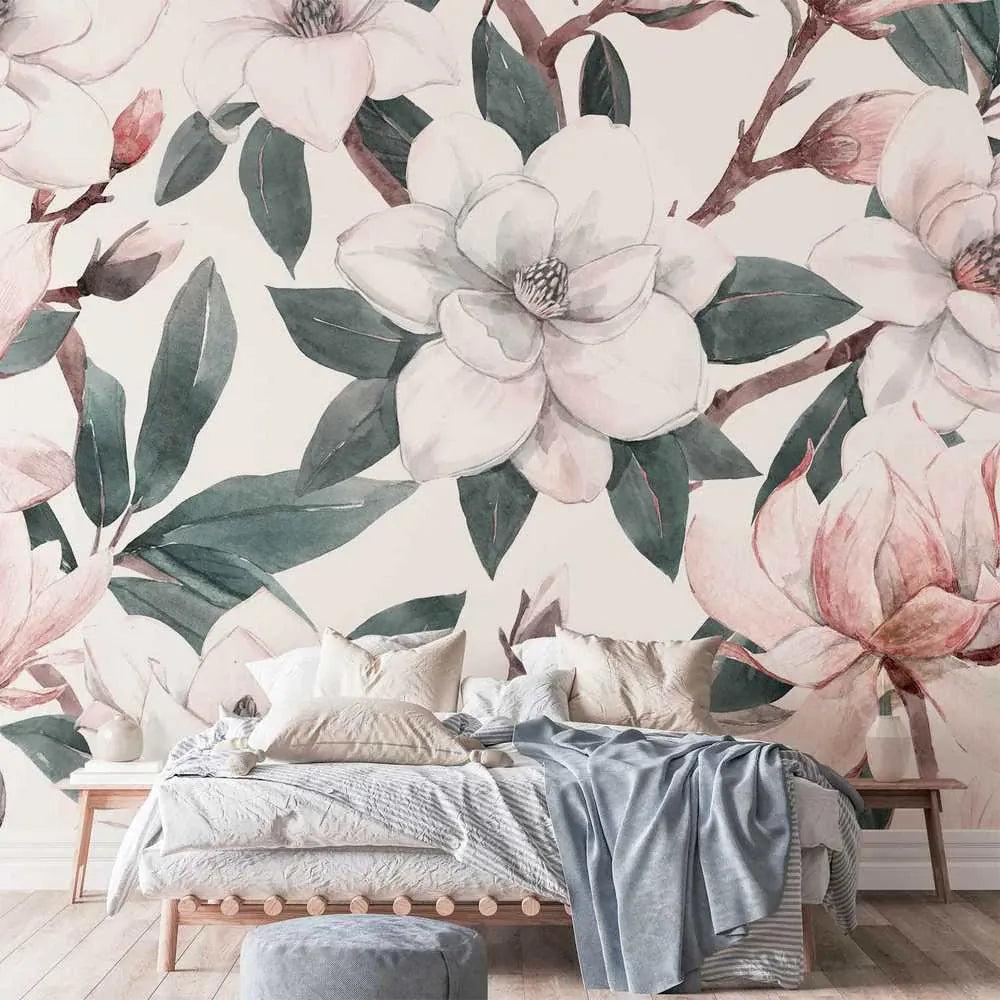 Fototapetes - Akvareļu magnolijas, 137262, 450x315 cm | Tapetenshop G-ART