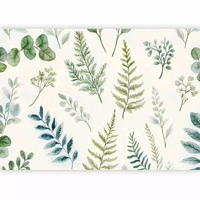 Wall Murals - Watercolor greens - soft and delicate leaves in watercolor style G-ART