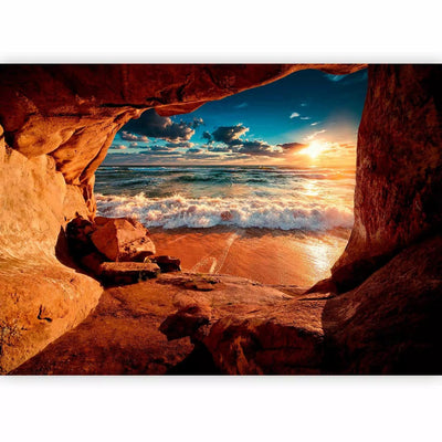 Fototapetes - Ala: ainava ar nemierīgu jūru saulrieta laikā, 94851  G-ART