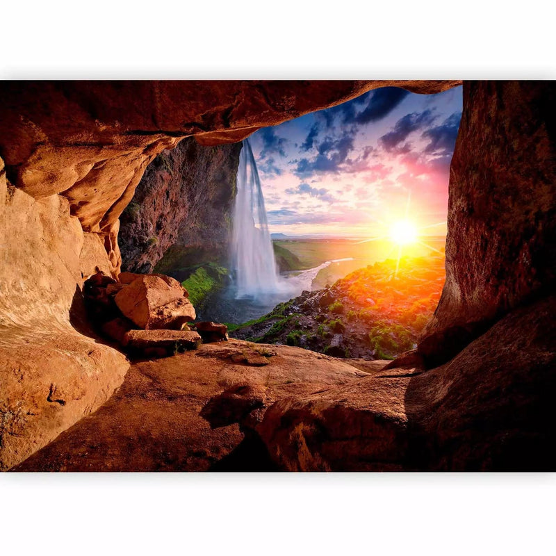 Wall Murals - nature with a waterfall, jungle on a sunny background, 96981 G-ART