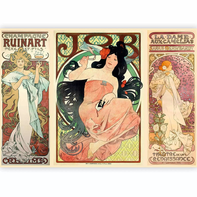 Valokuvatapetti naisten kanssa retropöydässä - Alphonse Mucha, 62078G-ART