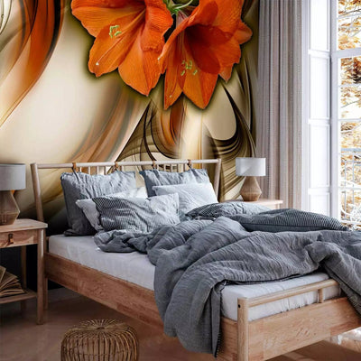 Wall Murals With beautiful flowers. Amarillis orange, 64767g-art