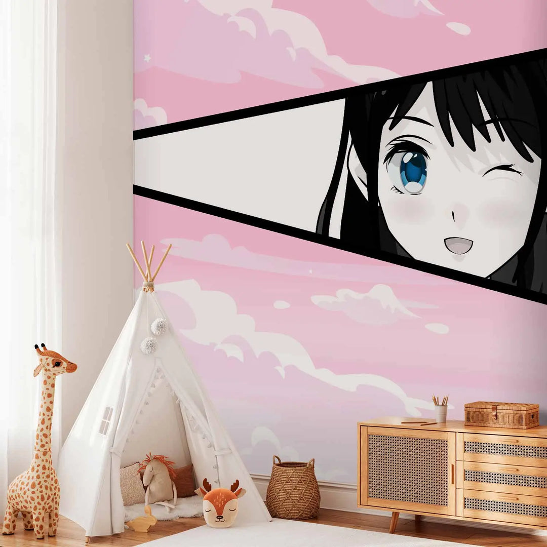 Anime stiliaus fototapetai - Linkėjimai nuo rožinio debesies, 145510