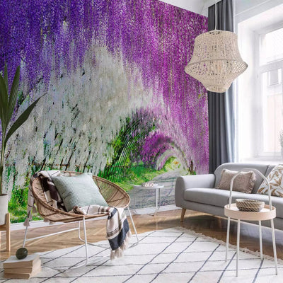  Wall Murals with an arch of flowers in purple - a vicious garden g -art