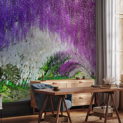  Wall Murals with an arch of flowers in purple - a vicious garden g -art