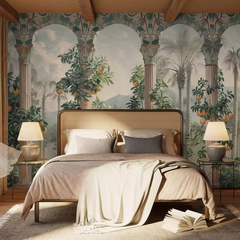 Wall Murals - exotic garden with columns and a view of the mountains, 161097 G-ART