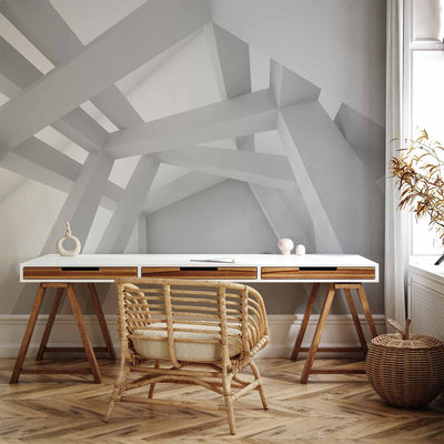 Wall Murals with 3D geometric pattern gray - 64836 G -art