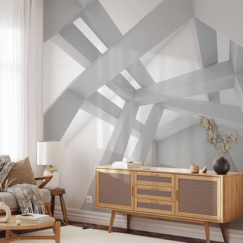 Wall Murals with 3D geometric pattern gray - 64836 G -art